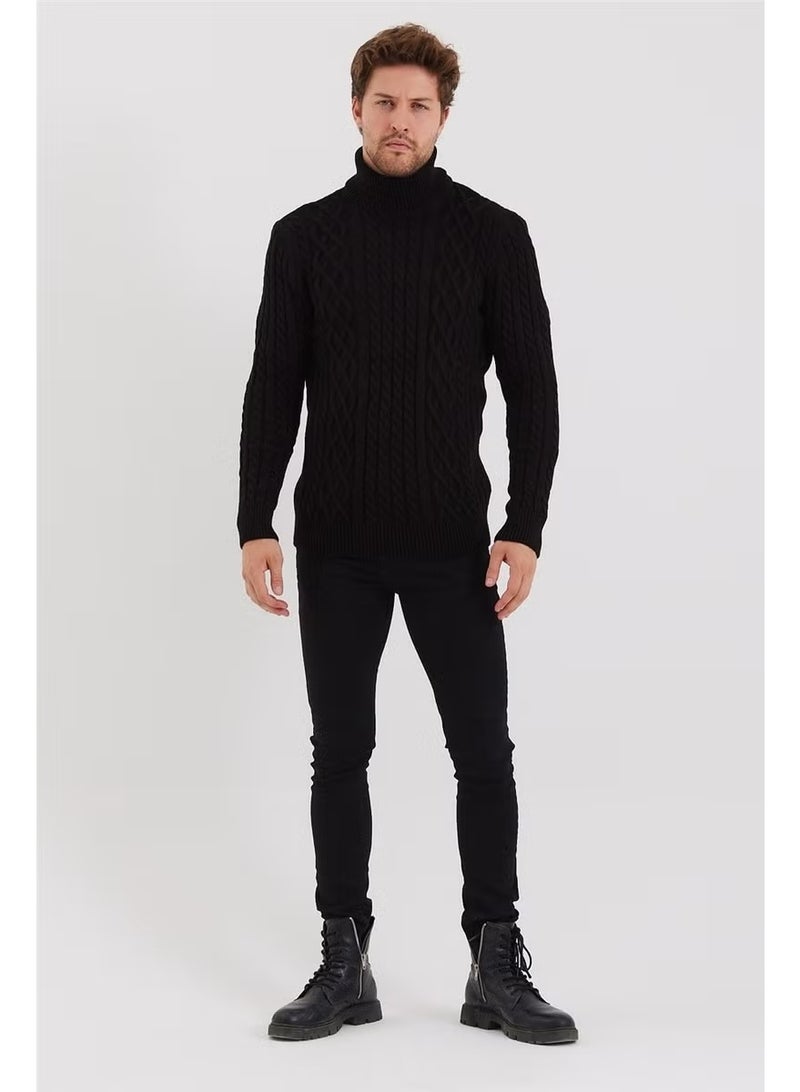 Cool Tarz سترة صوفية مزخرفة سوداء للرجال من كول ستايل - TRZ8152R05S - Image 4